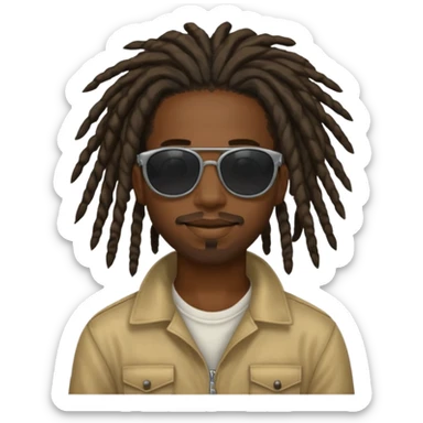 a black african guy with dreadlocks, wearing black shades and aura farming emoji sticker