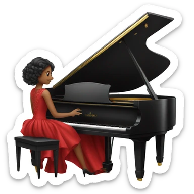 woman in a fancy red dress playing the grand piano sticker