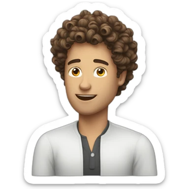 A curly heir guy talking in a podcast sticker
