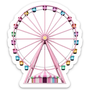 mix light pink and white theme park Ferris wheel sticker