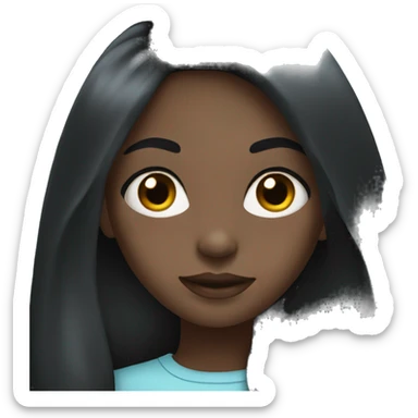 Black girl with light blue eyes with long black hair  sticker
