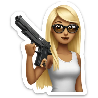 una chica con unas gafas de sol y una pistola sticker