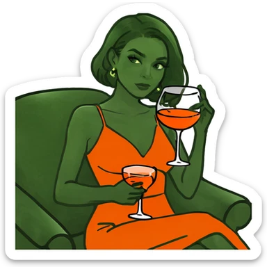 beautiful girl on chaise lounge with aperol sticker