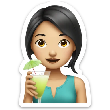 Asian girl drinking martini sticker