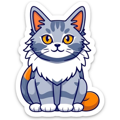 blue-gray maine coon cat with yellow eyes sticker