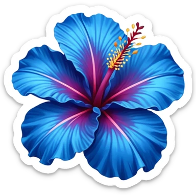 stylized blue hibiscus flower sticker