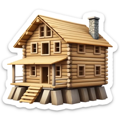 under construction log house sticker