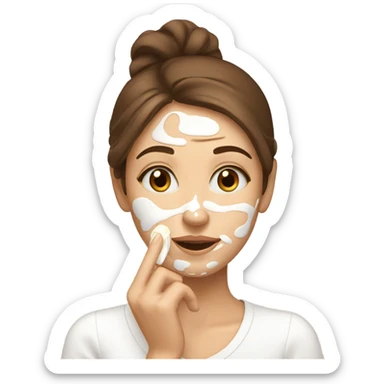 Girl with brown hair putting face cream  sticker