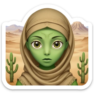 alien living in desert, just face  sticker