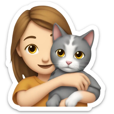 cat cuddles human girl sticker