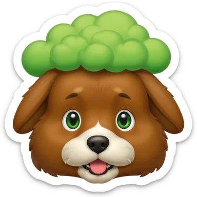 Brown Dog with green cloud in mouth sticker