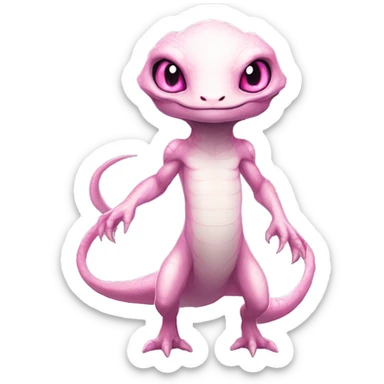 White, Chibi, White, Pink eyes, Anthro-Sona-Lizard-Alien-Fakémon, Full Body sticker