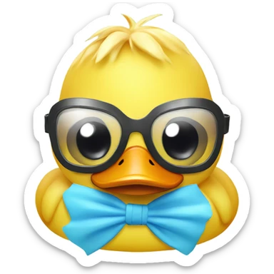 Happy duck. Summertime. Wearing a bathing suit and swim goggles sticker