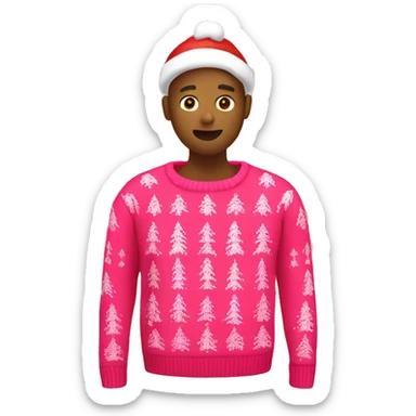 Pink and red christmas sweater sticker