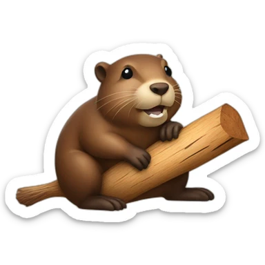 a beaver with a piece of wood in its mouth sticker