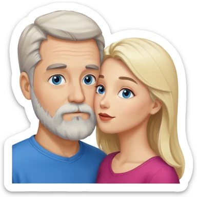 Man with gray beard kissing blonde blue-eyed  woman sticker