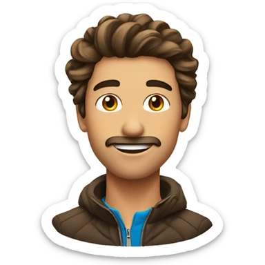 Homme cheveux brun fesant du ski sticker