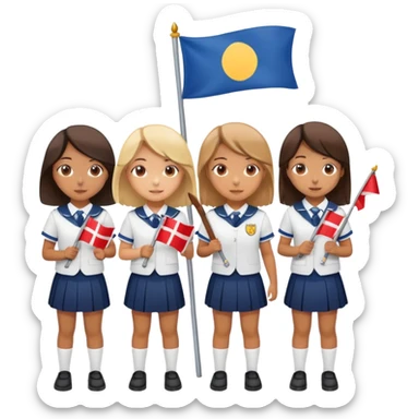 Escolta de escuela niñas bandera  sticker