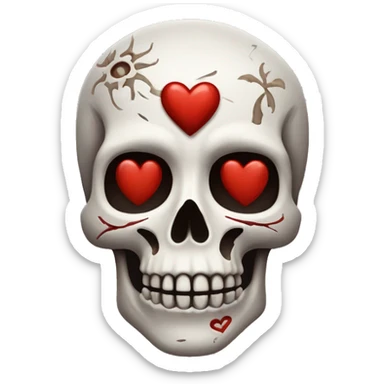 Calavera con corazón astethic  sticker
