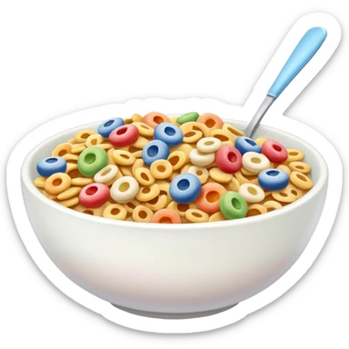 a bowl of cereal with milk, simple, clear sticker