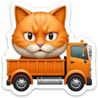 Angry cat driving truck sticker