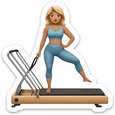 Curvy girl on a reformer Pilates machine.  sticker
