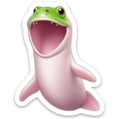 Pink beluga whale with the face of a frog sticker