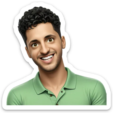 smiling boy in green shirt sticker
