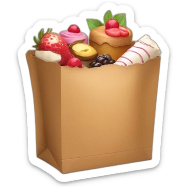 Cardboard bag with desserts sticker