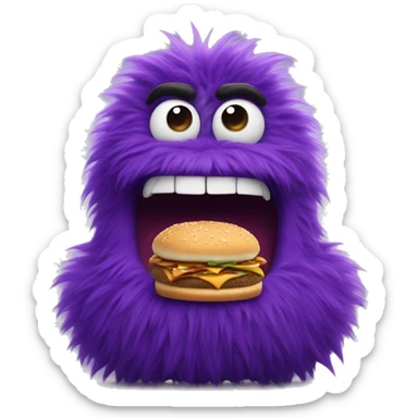 fast food big purple furry creature called grimace sticker