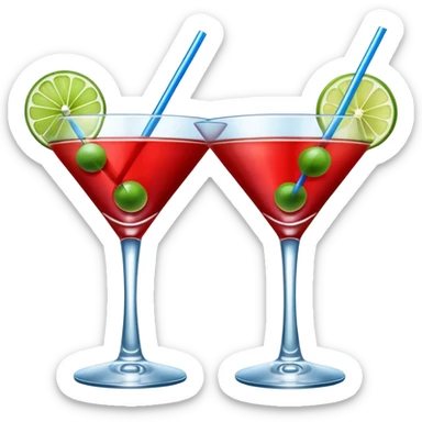 Create an two emoji of red and yellow martini cocktail, cheers with blue and green cocktail sticker