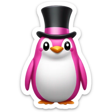 Top hat smiling Pink penguin  sticker