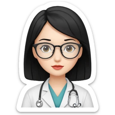 beautiful girls with black hair and glasses as a doctor sticker