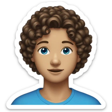 dark brown curly hair 16 year old with blue eyes sticker