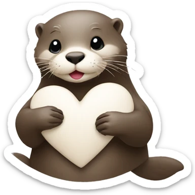 otter making a white heart sticker
