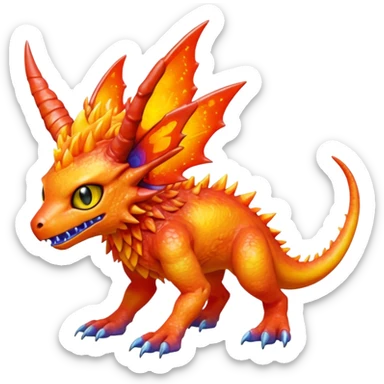  colorful iridescent magmatic Fakémon-Digimon-Trico-Vernid-creature (full body) sticker