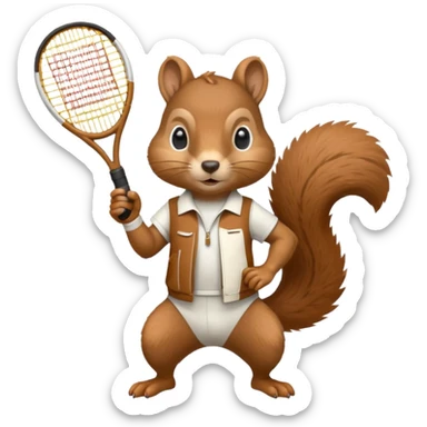  squirrel with pistol and tennis racket  sticker
