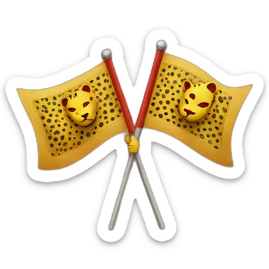red flag with two yellow leopards sticker