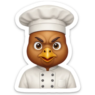Ahora como una gallina con ropa de chef enojada sticker