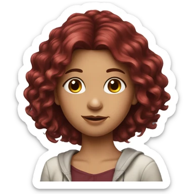 Beautiful burgundy haired realistic girl with long hair sticker