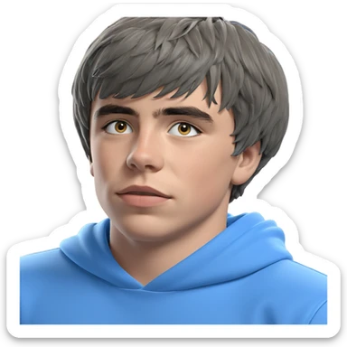 blue hoodie solo male portrait sticker