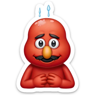 A sad Elmo with tears in his eyes, looking down sticker