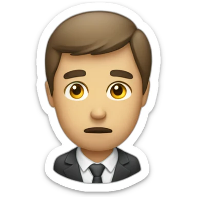 sad man attending meeting sticker