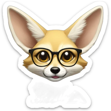 Anthro Fennec with glasses pulling out tongue sticker