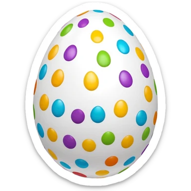 3D emoji of an Easter egg with a smooth surface, featuring colorful polka dots in various sizes, and a glossy finish in emoji style. sticker