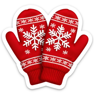 Red Mittens with white snowflake  sticker