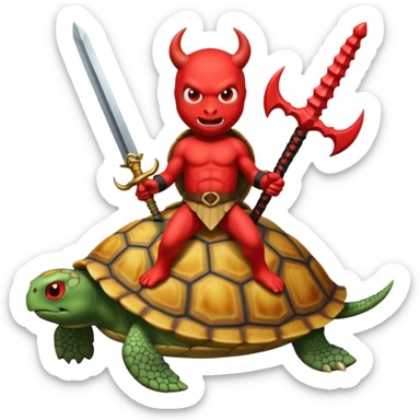 A devil in a turtle carapace add devil sword sticker