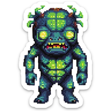 Comical radioactive mutant with glowing features sticker
