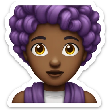 Purple haired black girl shrugging  sticker