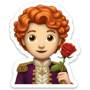 red hair prince holding a rose sticker